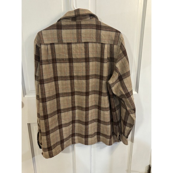 Vintage Topaz Large Plaid Wool Flannel Butterfly Collar - Picture 2 of 6